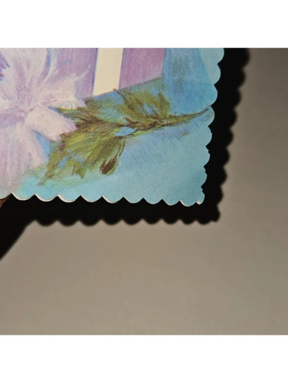 VTG Congratulations Wedding Greeting Card Scalloped Flowers Gift Blue NEVER USED